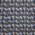Blauwe elastische viscose met bloemenprint