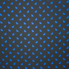 Crêpe zwart met blauwe konijntjes