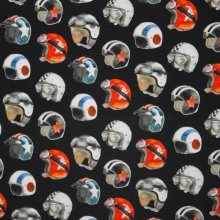 French Terry in zwart met motorhelmen