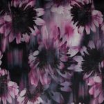 Stretch fluweel/velours met bloemenprint