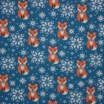 blauwe tricot met vosjes en sneeuwkristallen gevormed met v motiefjes