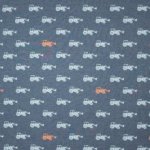 Blauwgrijze tricot met tractor motief van 'Poppy'