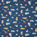 Blauwe tricot met constructie voertuigen