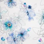 Witte polyester met fijne bloemenmotief
