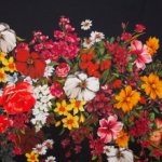 Zwarte stretchkatoen met bloemen motief