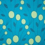 Turquoise elastisch viscose breitje met abstract plant motief