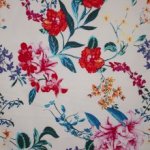 Witte rekbare katoen met bloemen motief