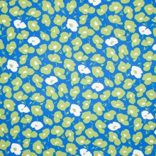 Blauwe viscose tricot met bloemen motief