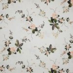 Ecru linnen met fijne bloemen en planten
