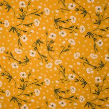 Safraangele viscose met bloemen motief