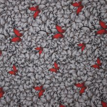 Tricot met grijze en rode vlinders