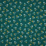 Groene tricot met fijne witte ruitjes patroon en driehoeken motief