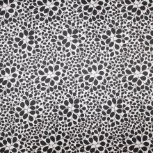 Lichtgrijze polyester met zwart abstract motief