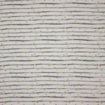 Witte katoenen tricot met blauwe strepen en gouden glitter bollen