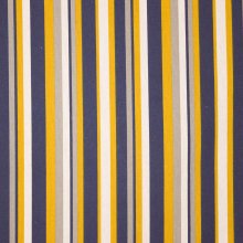Gestreepte canvas in ecru, grijs, blauw en okergeel