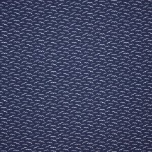 Donkerblauwe viscose met wit vogelmotief
