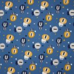 Blauwe tricot met leeuwen motief