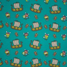 Groene tricot met vikings, boten en honden