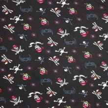 Zwarte tricot met doodshoofden en zwaarden