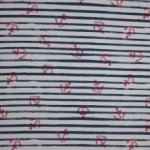 Wit en blauw gestreepte sweaterstof met rode anker