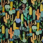 Zwarte french terry met cactussen