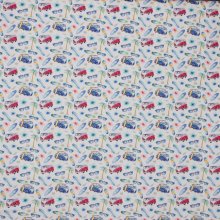 Wit katoentje met zomerse motiefje en busjes