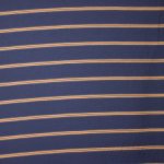 Donkerblauwe viscose - polyester mengeling met lichtbruine strepen