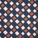 Polyester crêpe blauw met vierkantjes motief