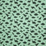 Donkere munt tricot met zwarte dino's