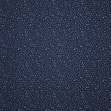Donkerblauwe tricot met lichtblauwe vlekjes en zilveren glitter