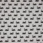 Ecru stretch jacquard met zwarte zwanen