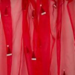 Rode organza met kerstmutsen