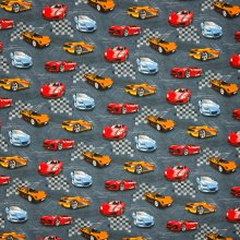 blauwgrijze tricot met racewagens "street race" van Poppy.