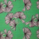 Groene polyester met plantmotief
