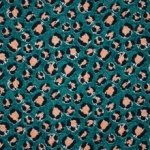 Petrol viscose crêpe met abstracte bloemen van La Maison Victor