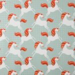 Munt french terry met eenhoorns 'Unicorns Picnic' van About Blue Fabrics