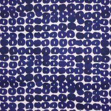 Italiaanse witte piqué katoen met blauwe motieven van 'Alta Moda'