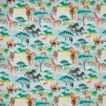 french terry met exotische dieren en planten