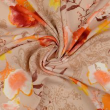 Licht bruine viscose met bloemen van Milliblu's