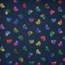 Donker blauwe tricot met glinsterende regenboog