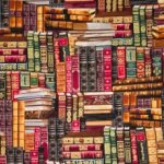 Katoen met boeken motief