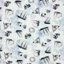 Licht blauw gevlekte tricot met schepen