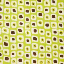 Groene katoen tricot met bloemen en stippen