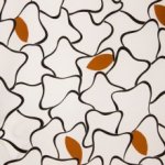 Witte polyester met zwart en bruin motief