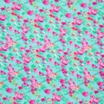 Turquoise viscose met bloemen