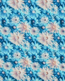 Tricot blauw bloemenprint