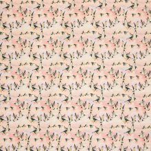 Licht roze katoen met vogels