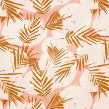 Wit/roze viscose met camel bladeren canopy ochre