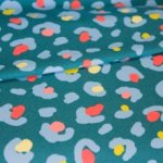 Turquoise french terry met panterprint