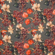 Grijsgroene tencel met bloemen